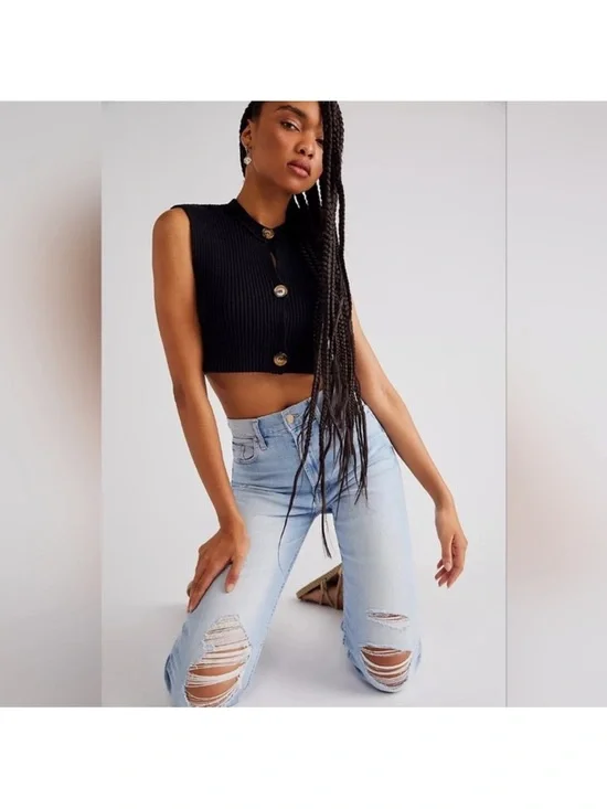 Mother High Waisted Rider Ankle Fray Jeans in Island Afterhours 29 - Picture 2 of 8